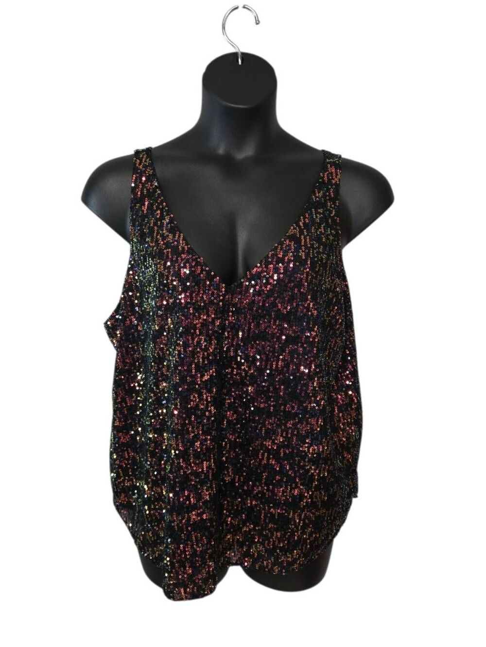 NWT LOFT Rainbow Sequin V-Neck Camisole Tank Top XL